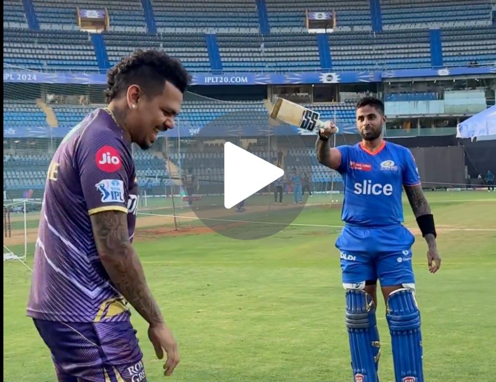 [Watch] Surya's Hilarious Imitation Of Sunil Narine's Century Makes KKR All-Rounder Smile